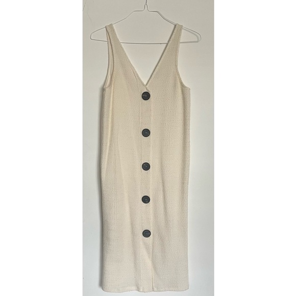 Zara Dresses & Skirts - Off-white linen dress with buttons up front - Zara, Small